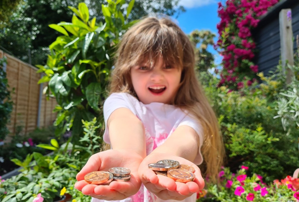 Isabella with treasure