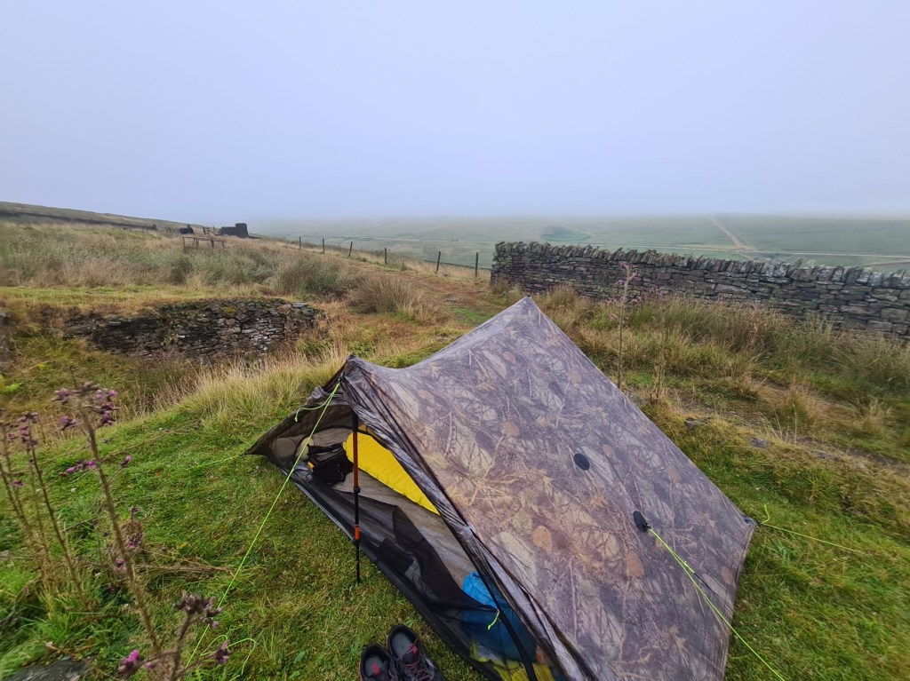 My wildcamp on the fourth day on trail was amongst the long forgotten and overgrown industrial ruins sprawled across the hills above the Oldham Reservoirs