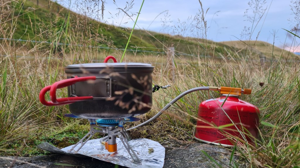 Water on for a brew and meal at the end of my eighth day on trail