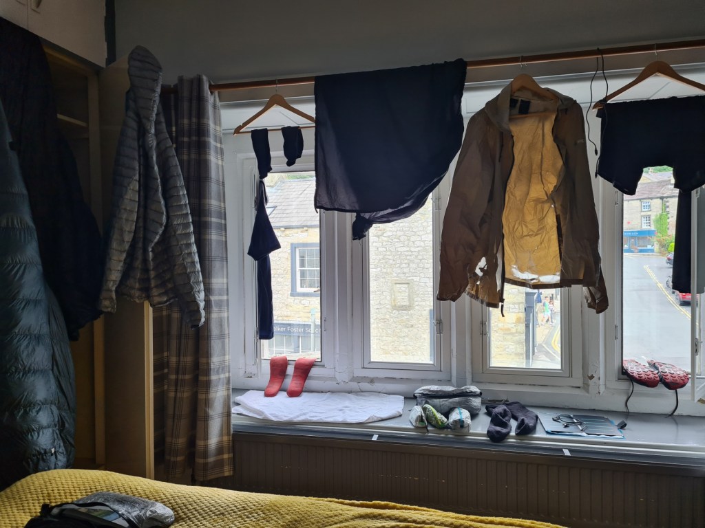 My room in the Royal Oak was sufficiently large for me to liberally decorate it with washed and unwashed clothing and equipment