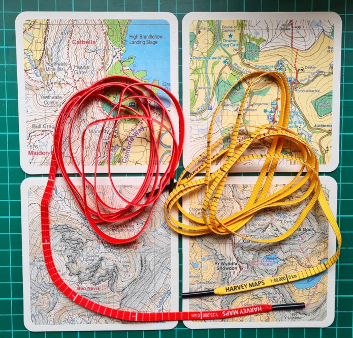 map-measure-go! laces on drip mats with map designs also produced by Harvey