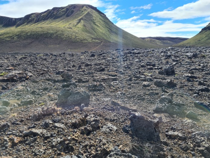 lava bombs in the basalt ash fields