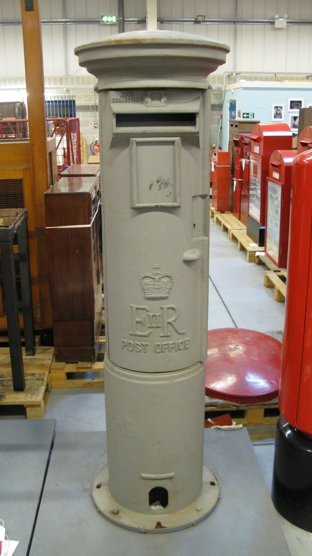 Unpainted example of '1979 pattern' Nigerian pillar box. Postal Museum collection
