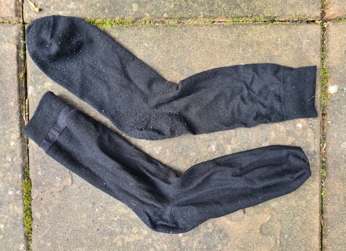 Merino socks, lower sock inside out
