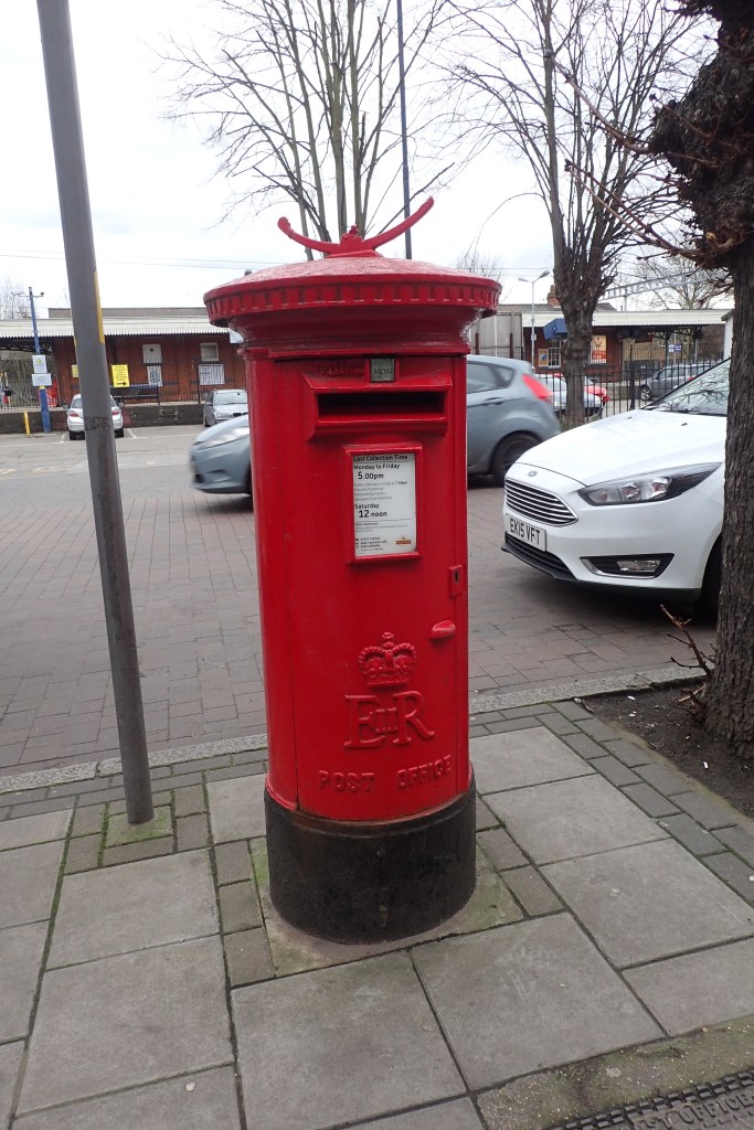 EiiR A type pillar box outside Harold Wood post office
