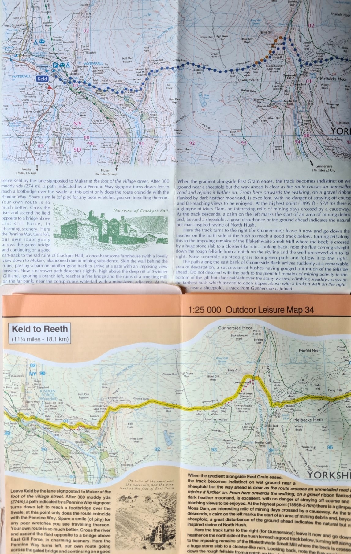 The two printings of sheet 34. The 1999 1:27 777 edition (top) is not as crisp as the 1995 1:25 000 print.