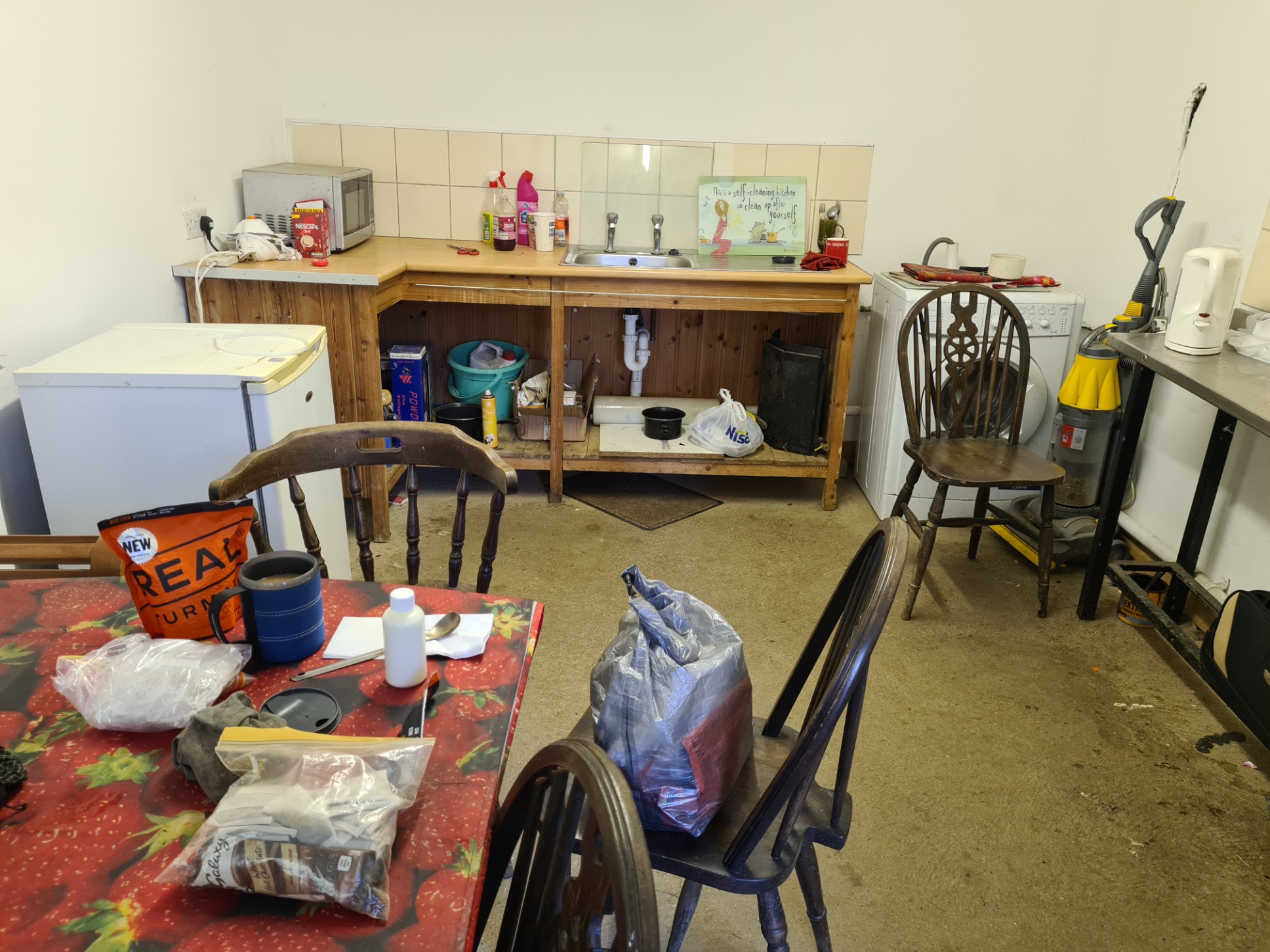 Scruffy but functional campers kitchen