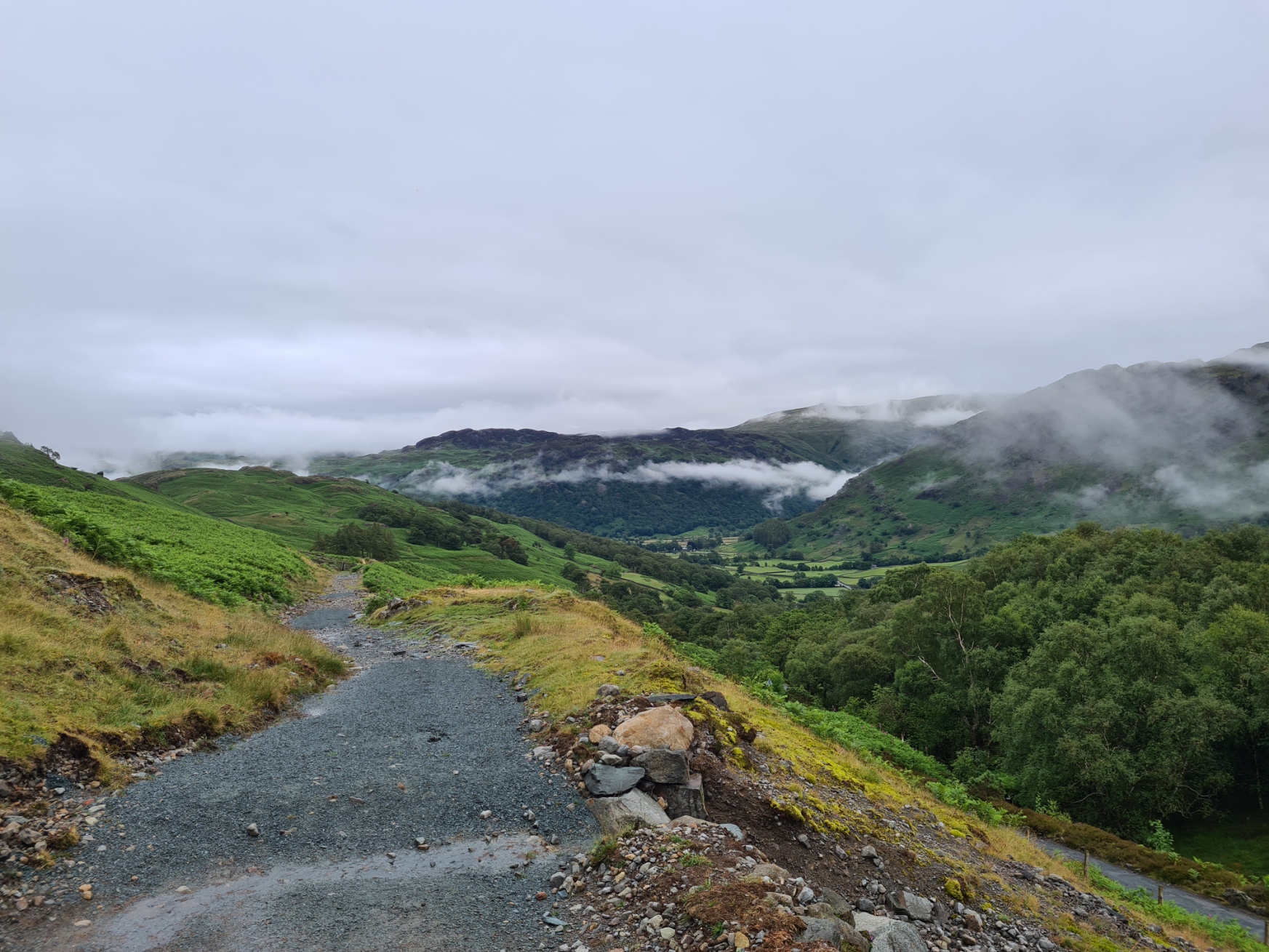 Descending from the clouds to the pretty Borrowdale valley