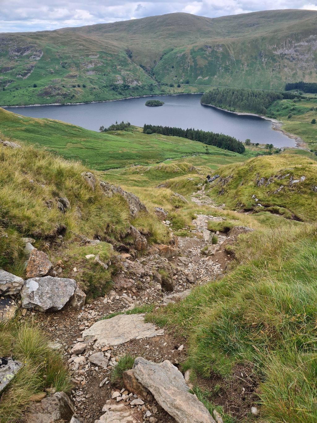 From the top of Kidsty Pike it is a mostly steep and frequently sketchy descent on a badly eroded path to Haweswater