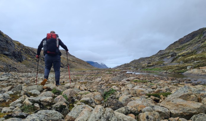 The trail follows a mostly dry river bed for a mile. 'mostly' not completely!