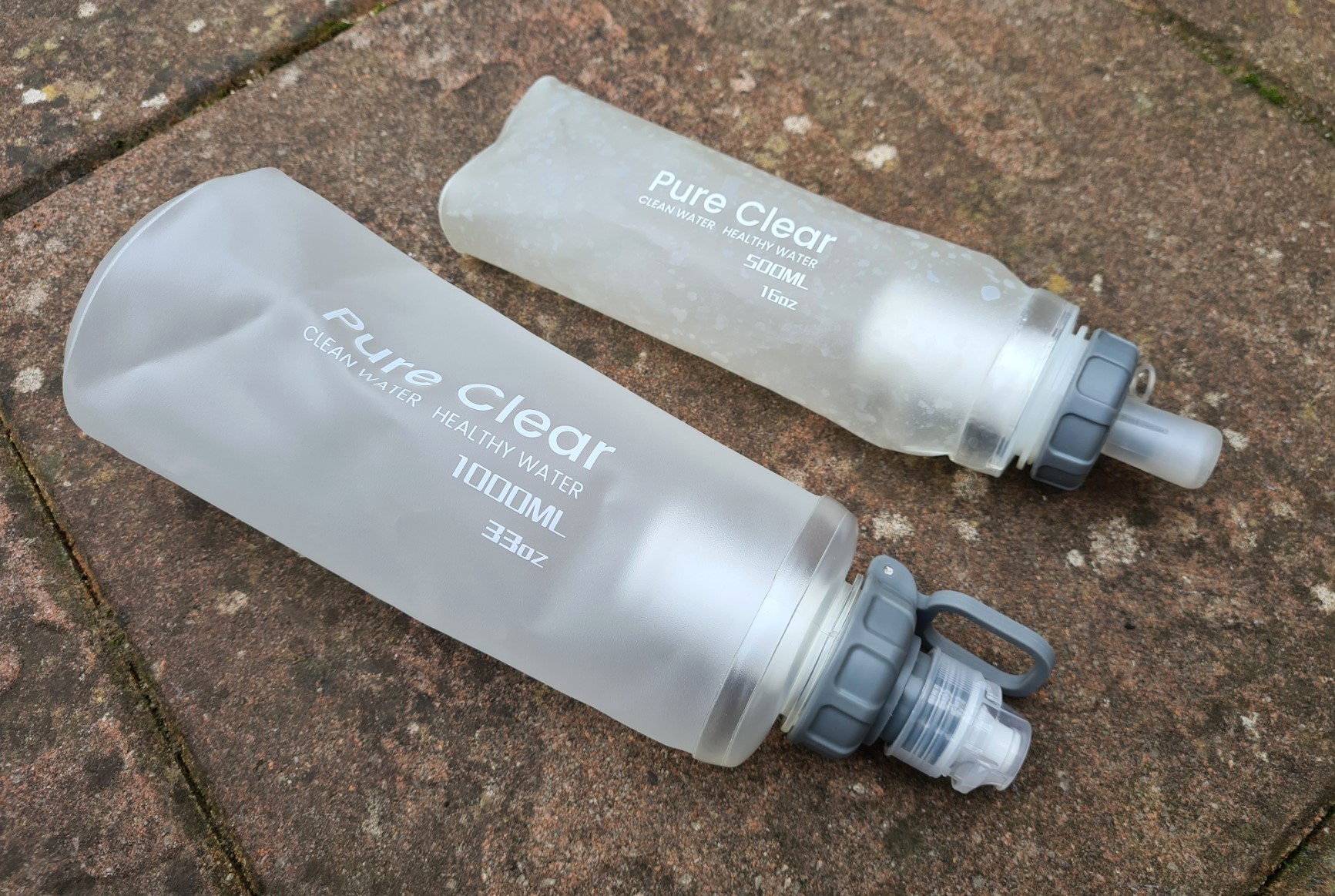 500ml and 1000ml Pure Clear squeeze bottles with original and upgraded mouthpieces