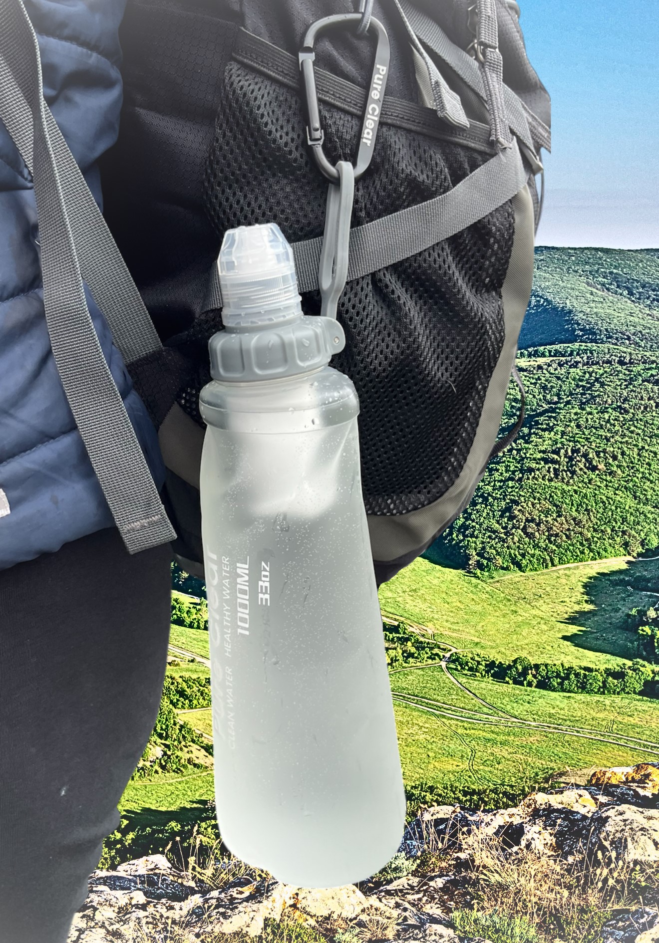 Redesigned Pure Clear mouthpiece and larger squeeze bottle now has a hanging loop. Image: Pure Clear