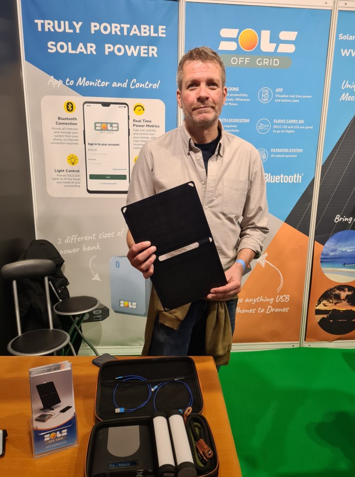 Marcus was explaining the advantages of Solar Outdoor Lighting Solutions (SOLS) and their 'unique' tracking system.