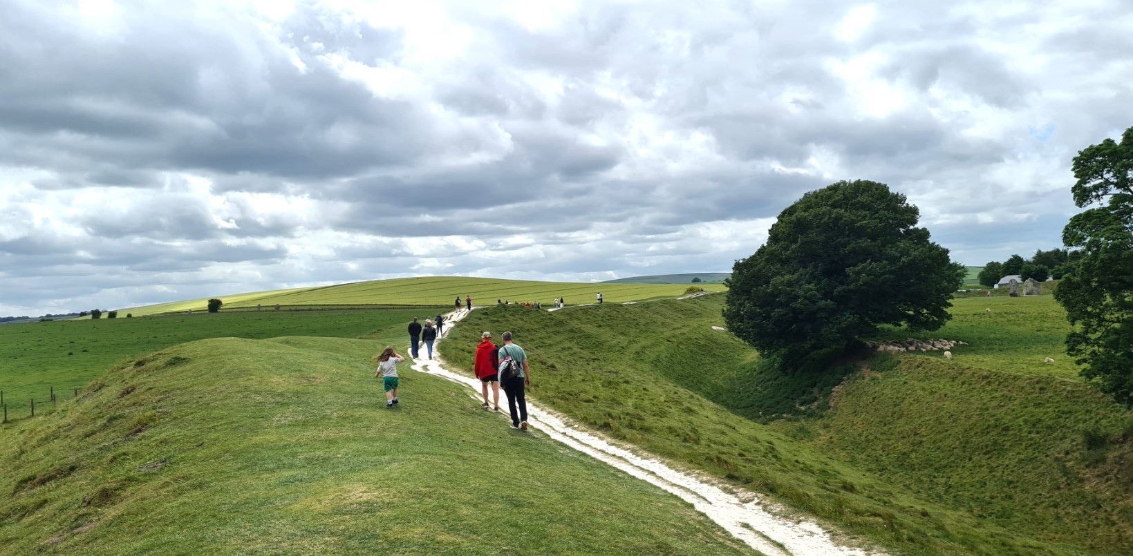 The large henge that encircles the considerably younger village of Avebury is a popular place to visit and many families and New Age mystics were out enjoying a walk round it. It's purpose would have formerly been ceremonial rather than defensive as the ditch is inside the raised bank instead of outside