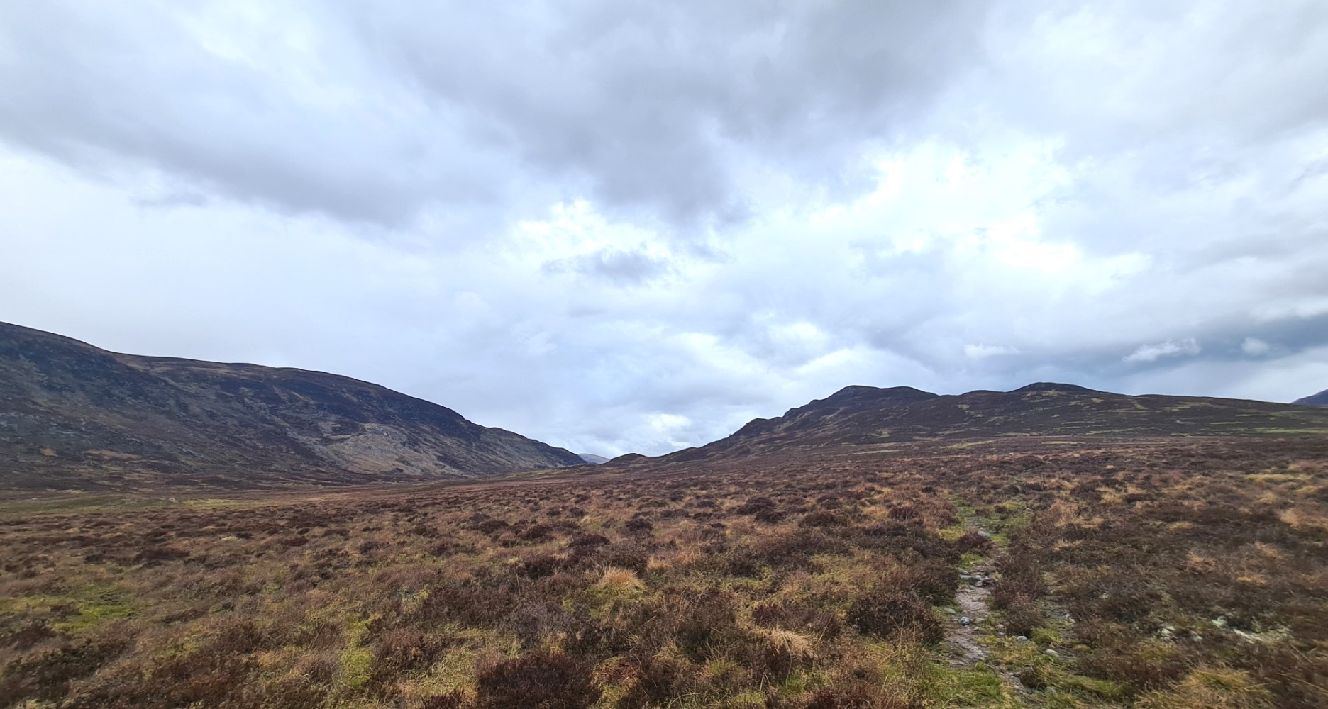 Barely visible moorland tracks lead into Strath an Eillich