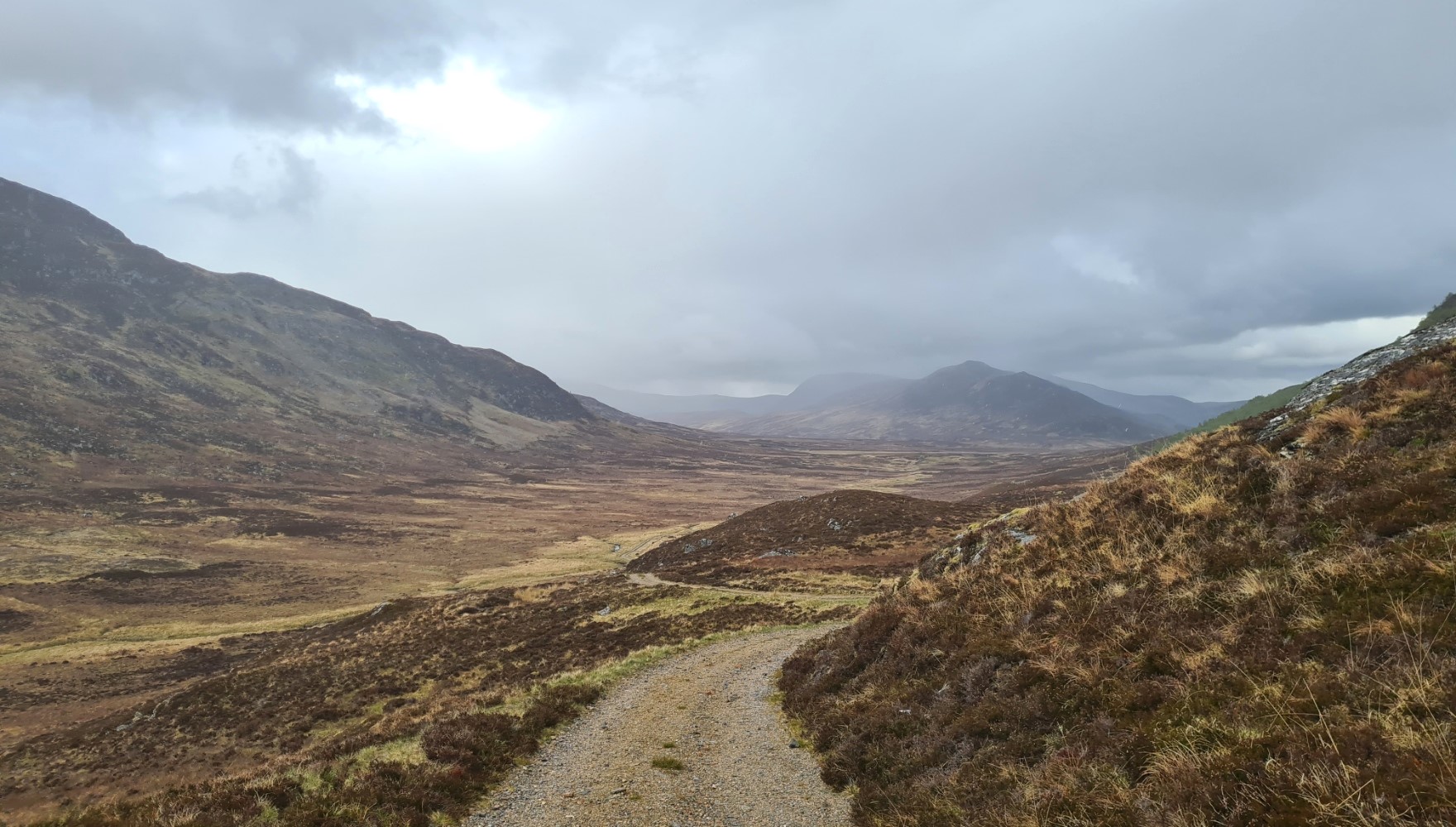 Estate track descends toward Glen Banchor